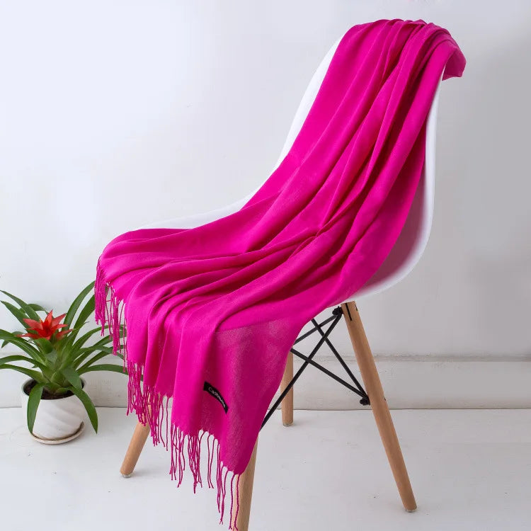 Damen Weicher Winterschal – Einfarbiger Hijab-Kopftuch Schal & Elegante Stola für Büro und Reisen