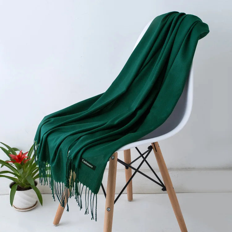 Damen Weicher Winterschal – Einfarbiger Hijab-Kopftuch Schal & Elegante Stola für Büro und Reisen