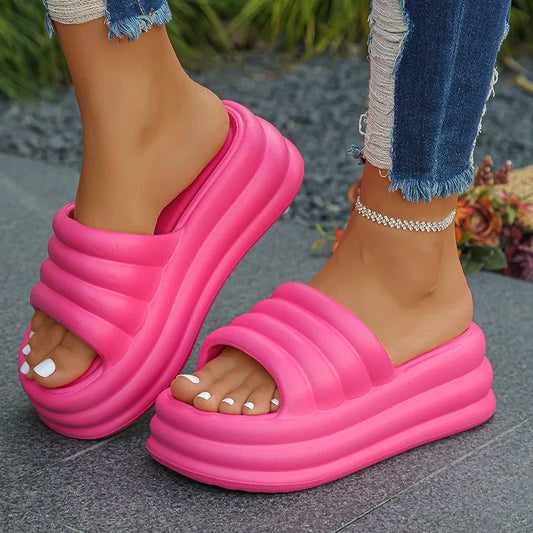 Damen Chunky Sommer Slides Weiche Dicke Sohle Rutschfeste Strand Hausschuhe