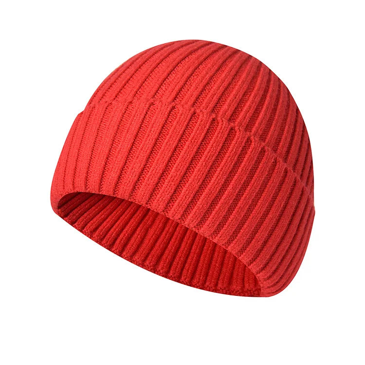 Unisex Warme Strickmütze – Einfarbige Hip-Hop-Beanie für Damen & Herren, Herbst & Winter