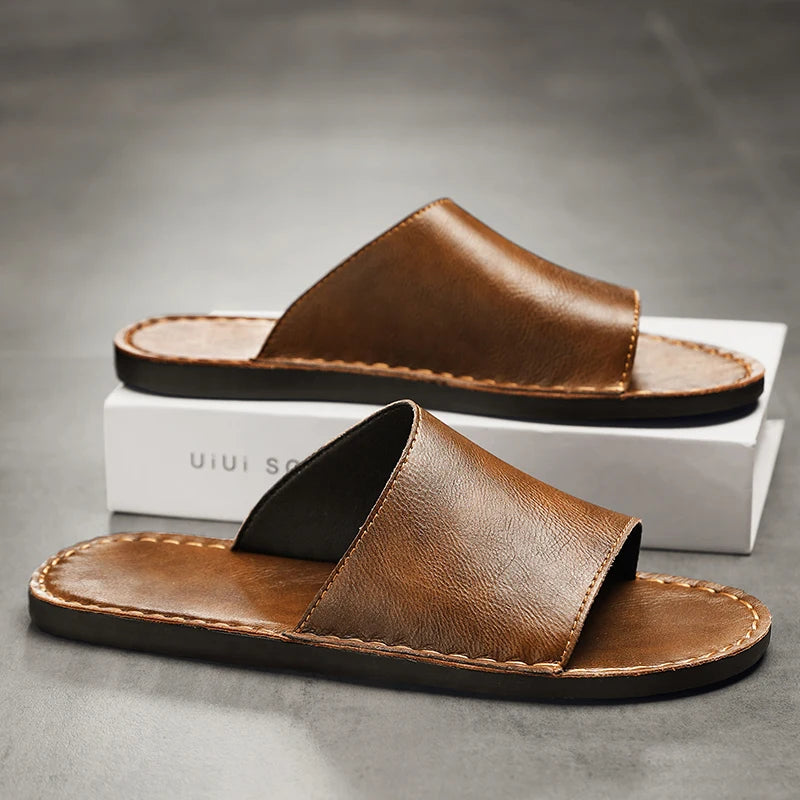 Fashion Echtleder Sommer Hausschuhe Rutschfeste Casual Strand Sandalen