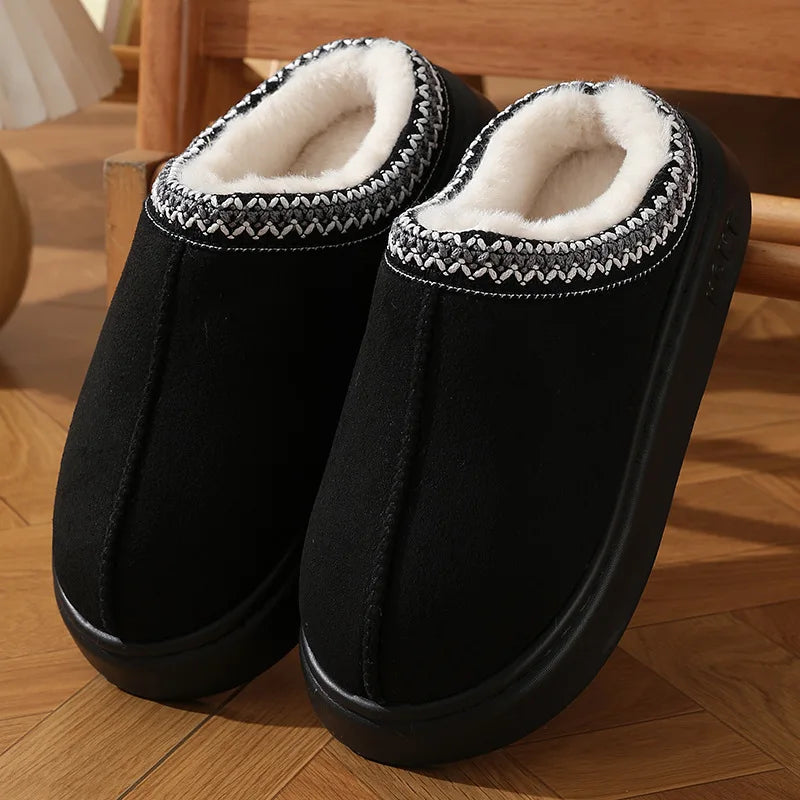 Modische Flauschige Plateau-Hausschuhe für Damen & Herren – Warme Plüsch Winter Baumwollschuhe Rutschfeste Unisex Slipper