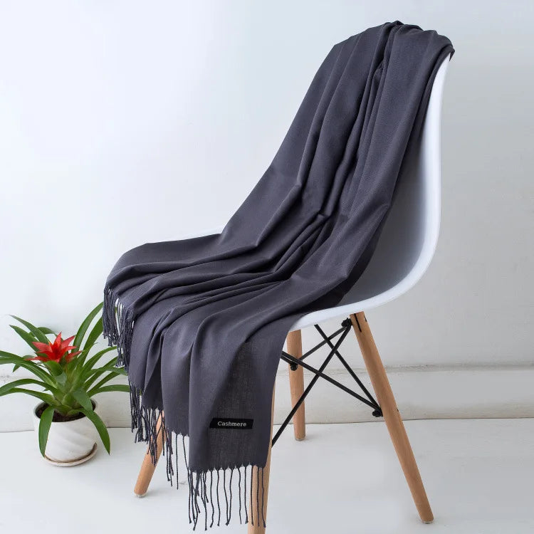 Damen Weicher Winterschal – Einfarbiger Hijab-Kopftuch Schal & Elegante Stola für Büro und Reisen