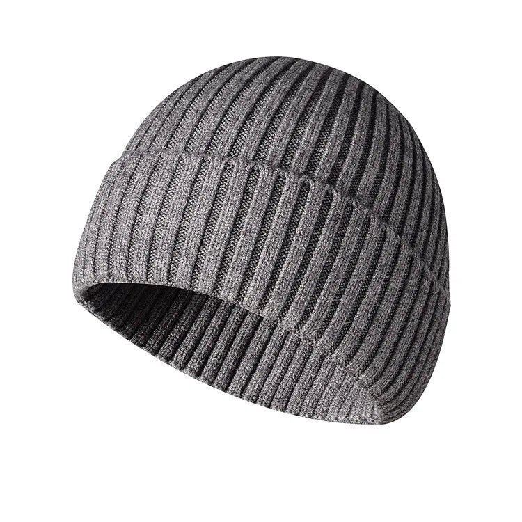 Unisex Warme Strickmütze – Einfarbige Hip-Hop-Beanie für Damen & Herren, Herbst & Winter