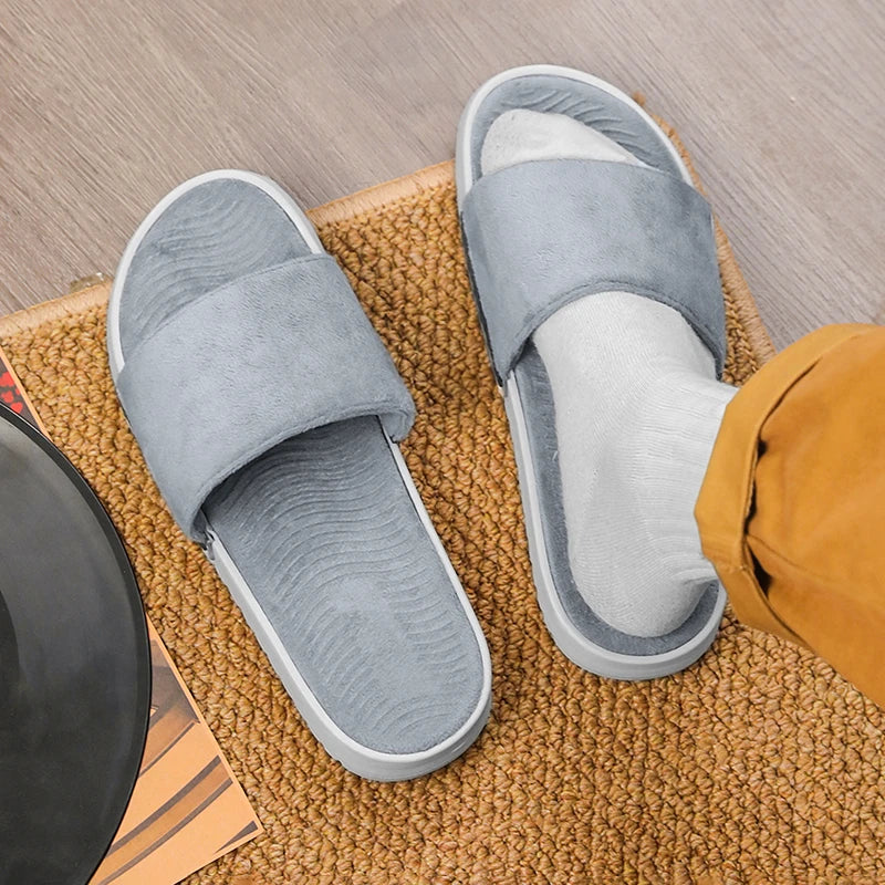 Winter Warme Herren Plüsch Hausschuhe mit Weichem Fellfutter Komfort Indoor Slides für Zuhause