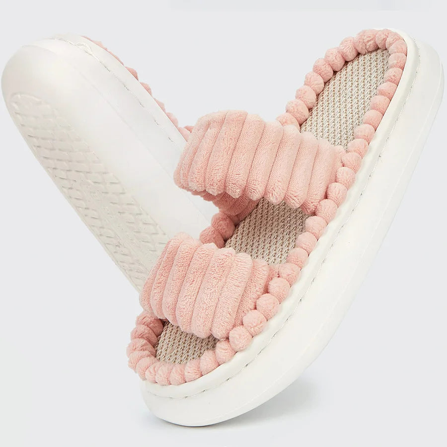 Modische Hausschuhe für Damen & Herren – Flauschige Slip-On Plateau Slipper Weich Rutschfest mit Memory Foam für Innenbereich